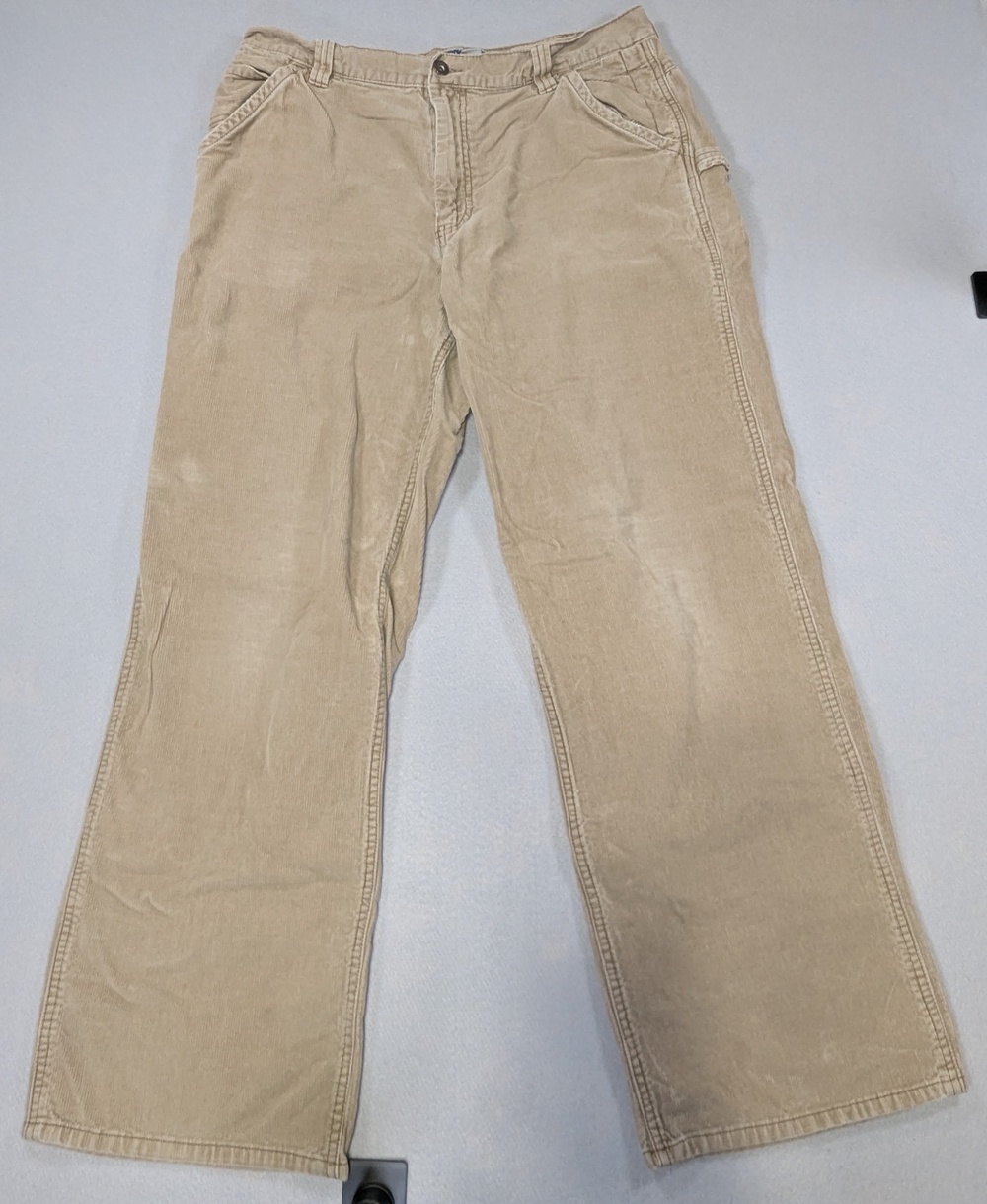 Vtg 90s Old Navy Corduroy Carpenter Pants 36 x 34 Olive Kahki Painter Jeans Y2K